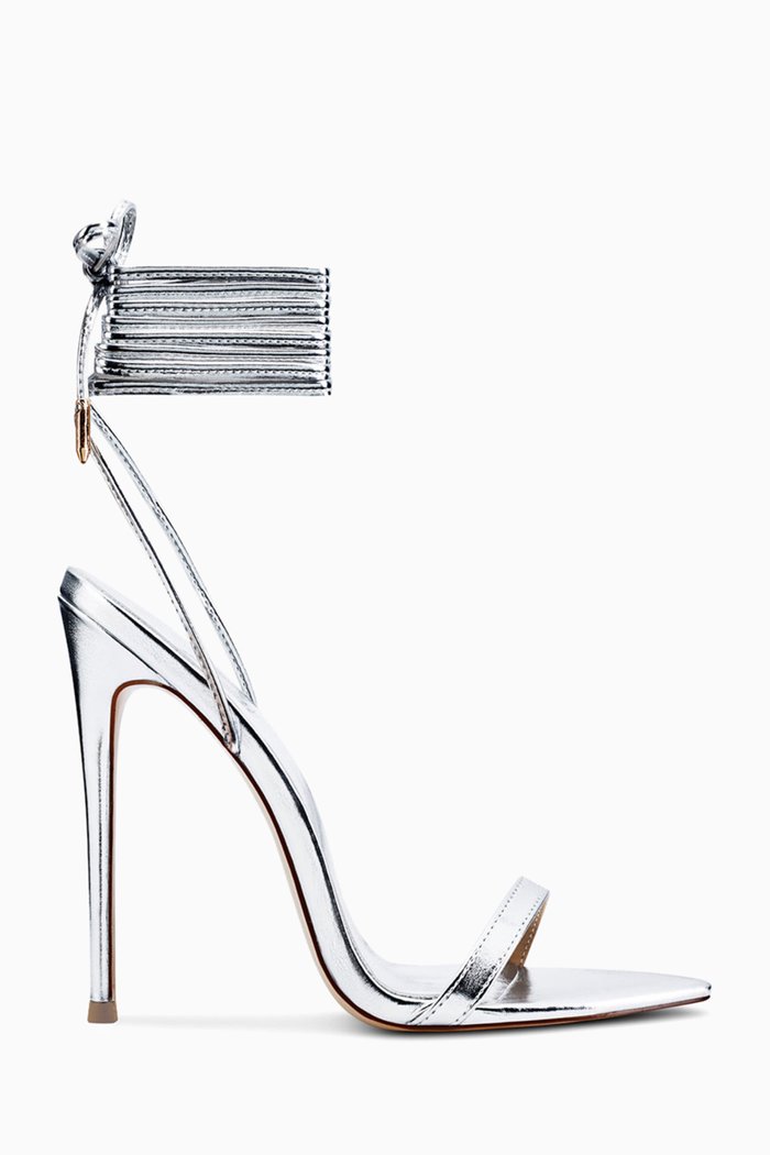 

The London 120 Lace-up Sandals in Metallic Vegan Leather, Silver