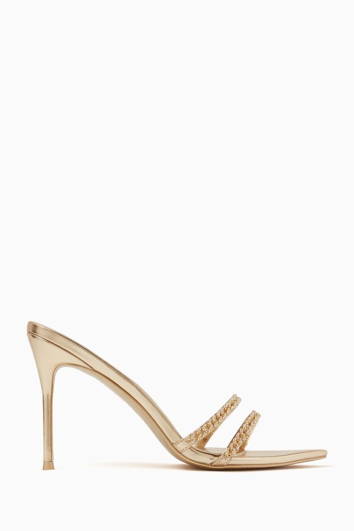 

George V 100 Mule Sandals in Metallic Vegan Leather, Gold
