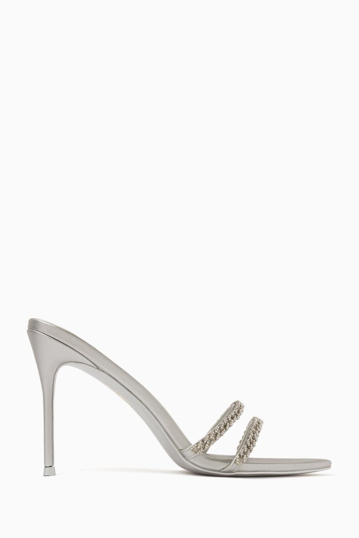 

George V 100 Mule Sandals in Metallic Vegan Leather, Silver