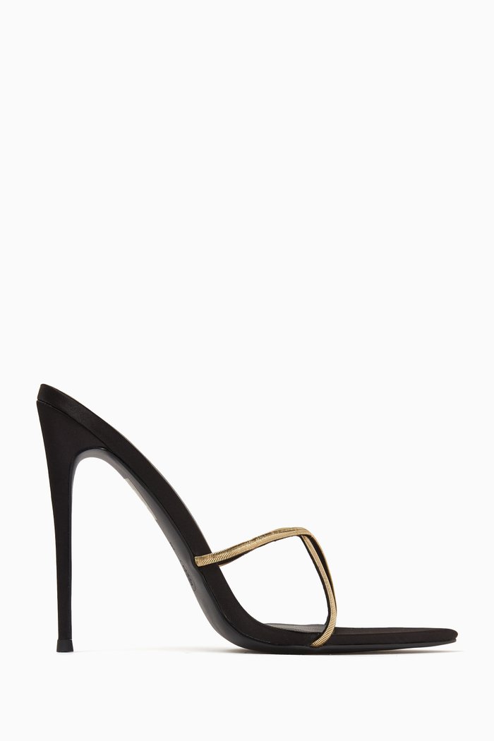 

The Russo 120 Mule Sandals in Satin, Black