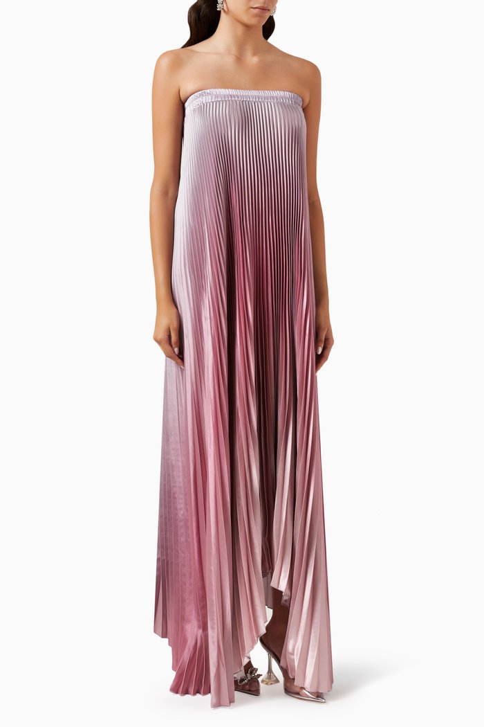 

Bisous Strapless Gown in Plissé, Purple