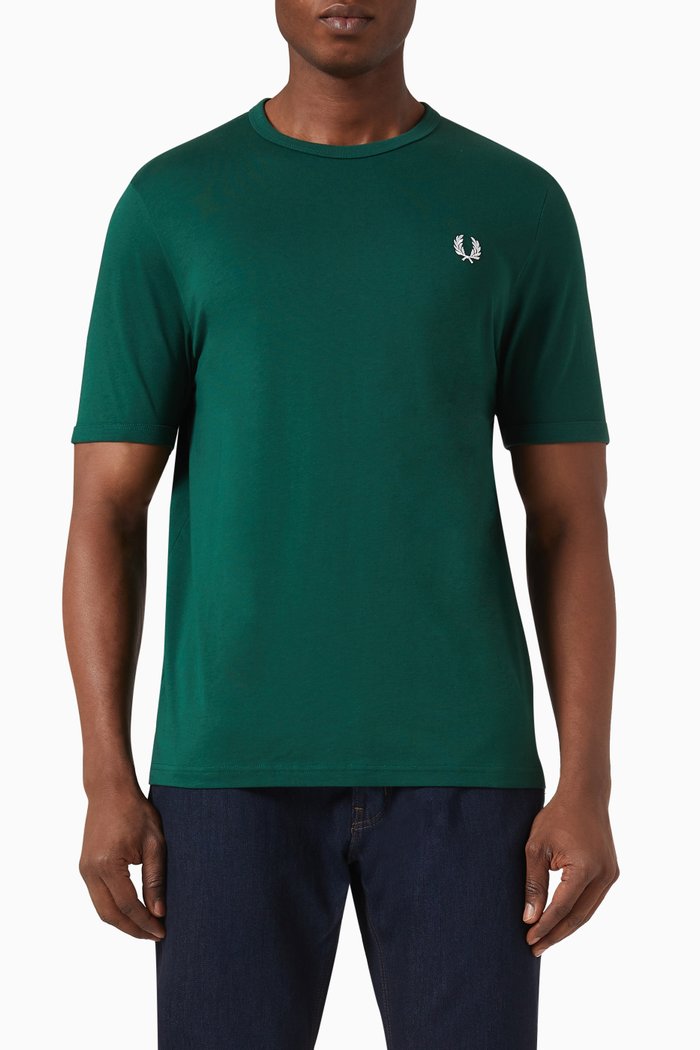 

Ringer T-shirt in Cotton Jersey, Green