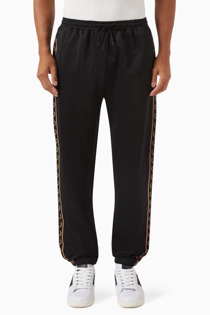 

Seasonal Taped Track Pants in Cotton Blend, Black