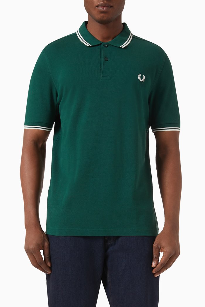 

Twin Tipped Polo Shirt in Cotton Piqué, Green