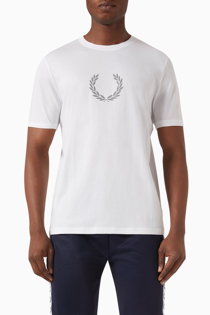 

Reflective Laurel Wreath T-shirt in Cotton Jersey, White