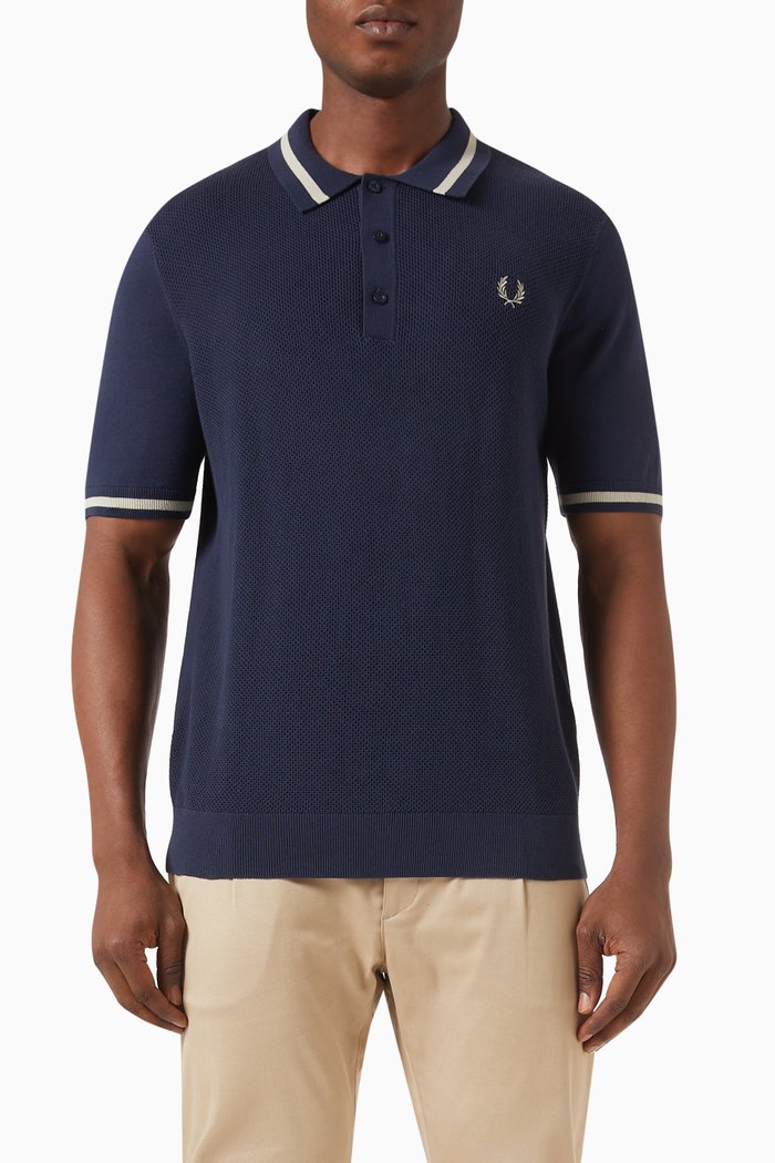 

Twin Tipped Polo Shirt in Cotton Piqué, Blue