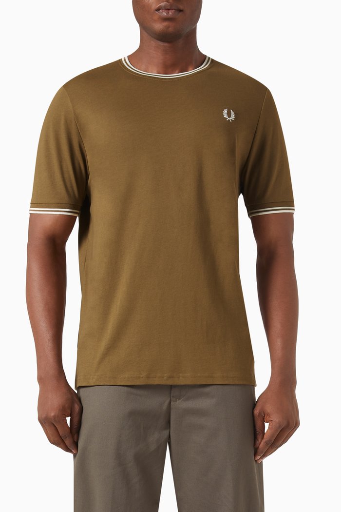 

Twin Tipped T-Shirt in Cotton Jersey, Brown