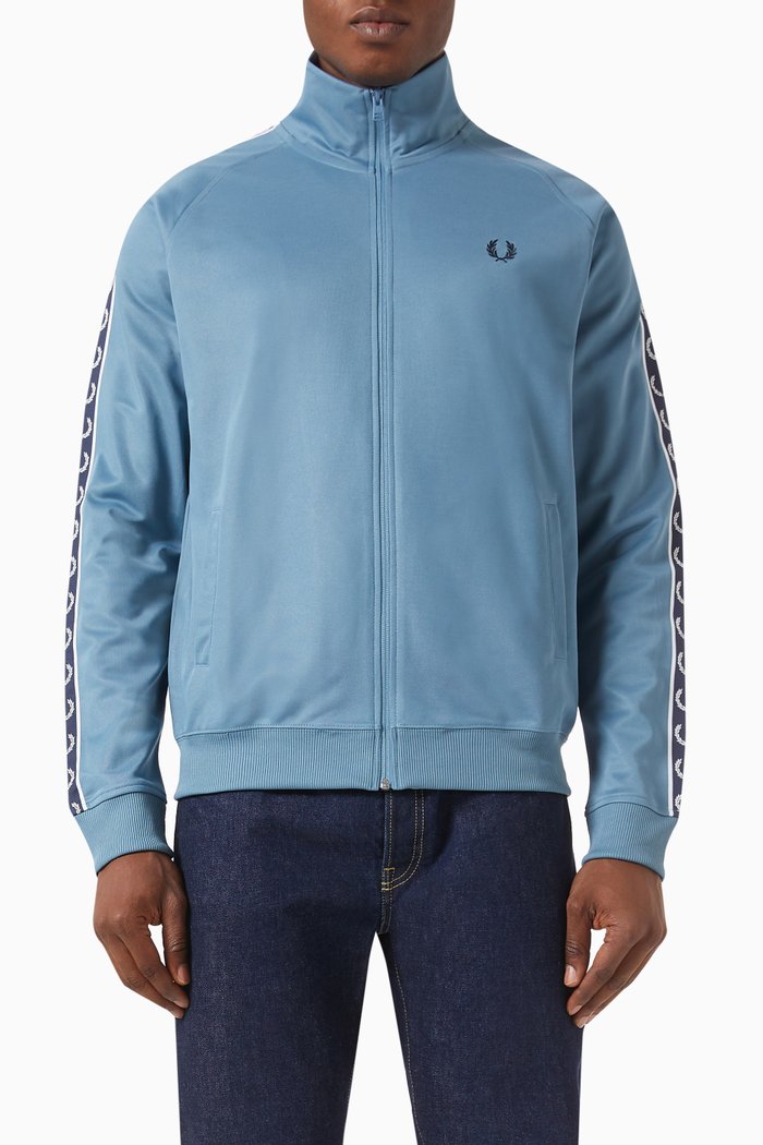 

Contrast Tape Track Jacket in Cotton Blend, Blue
