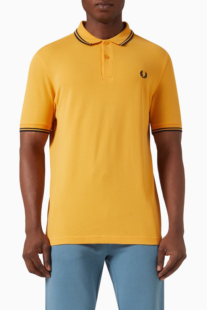 

Twin Tipped Polo Shirt in Cotton Piqué, Yellow