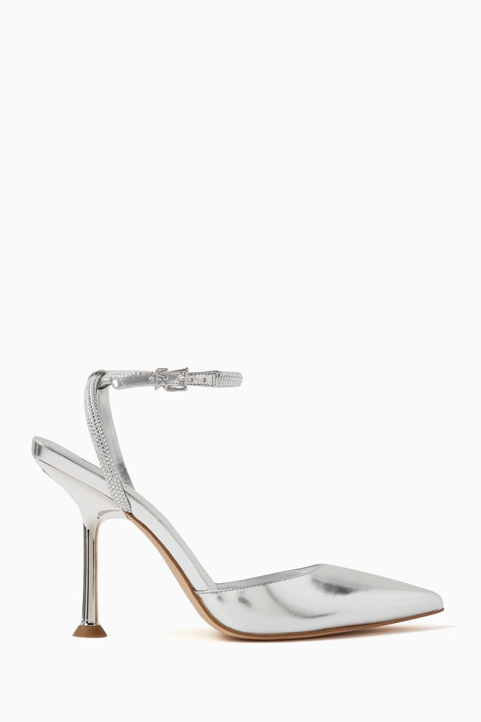 

Imani 100 Crystal-embellished Pumps in Metallic Leather, Silver