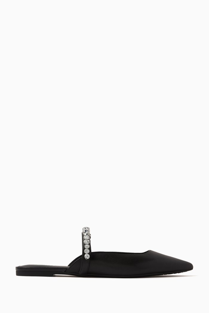 

Jessa Flex Embellished Mules in Leather, Black