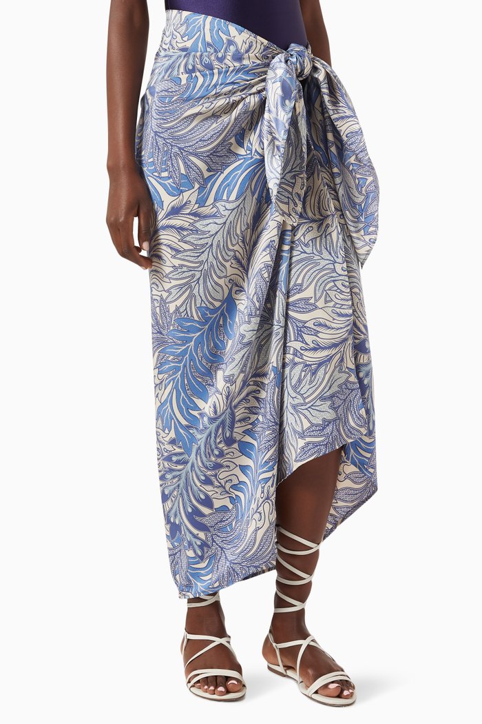 

Printed Sarong in Silk, Blue