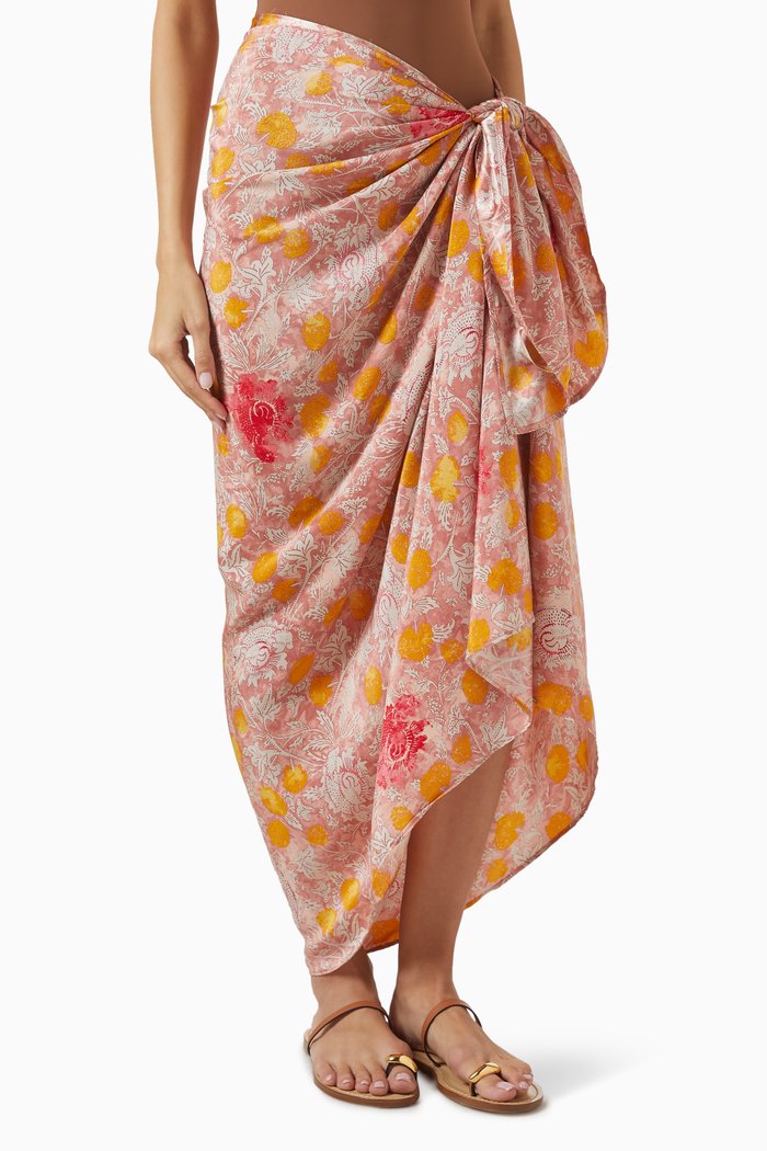 

Printed Sarong in Silk, Pink