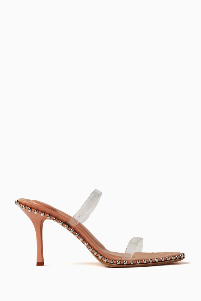 

Noval 85 Mule Sandals in Plexi & Leather, Neutral