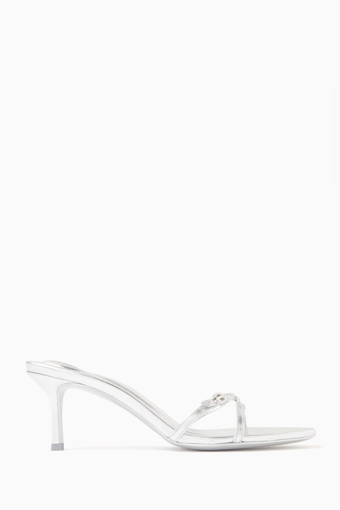 

Lucienne 85 Strappy Mules in Leather, Silver