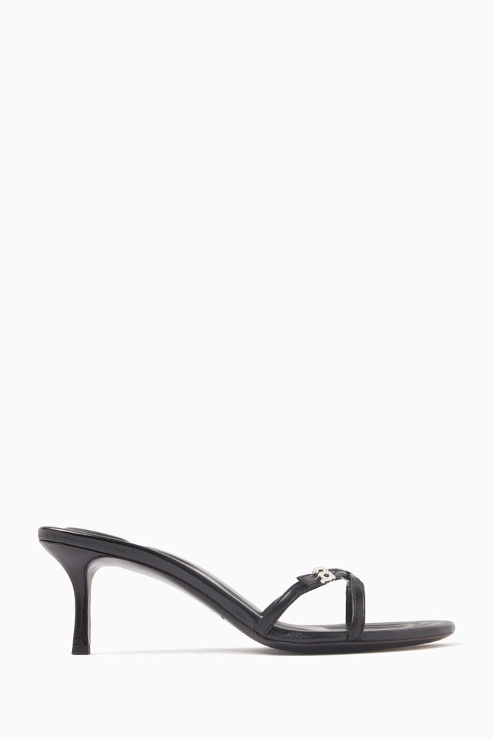 

Lucienne 85 Strappy Mules in Leather, Black