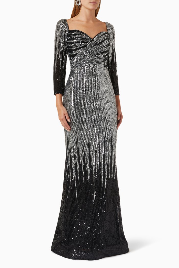 

Sequin-embellished Mermaid Gown, Black
