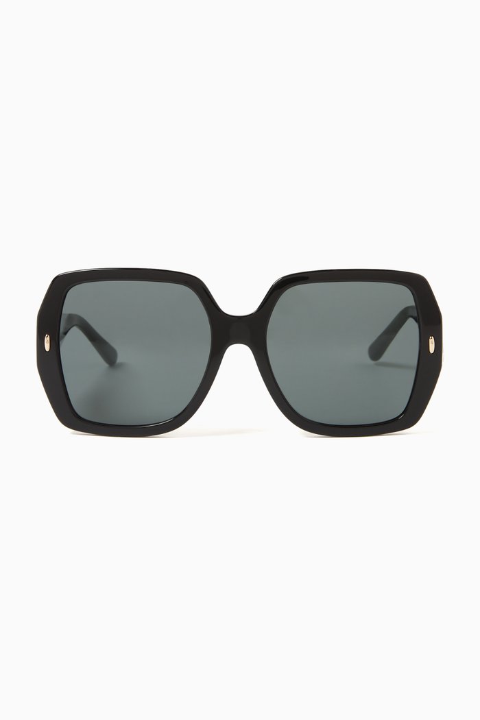 Miller Square Sunglasses in Acetate, Black