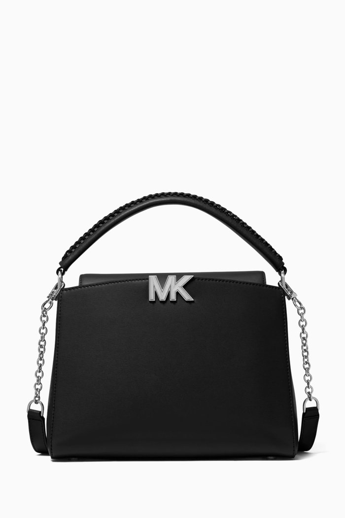 Medium Karlie Satchel in Leather, Black