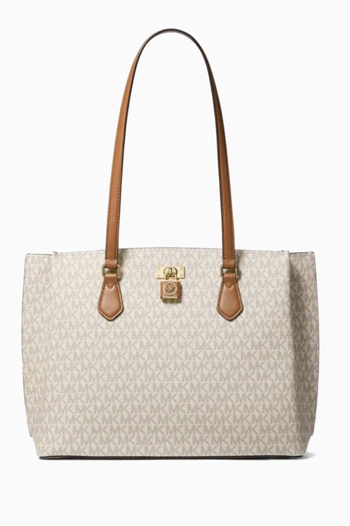 

Large Ruby Logo Tote Bag in Coated-canvas, Neutral