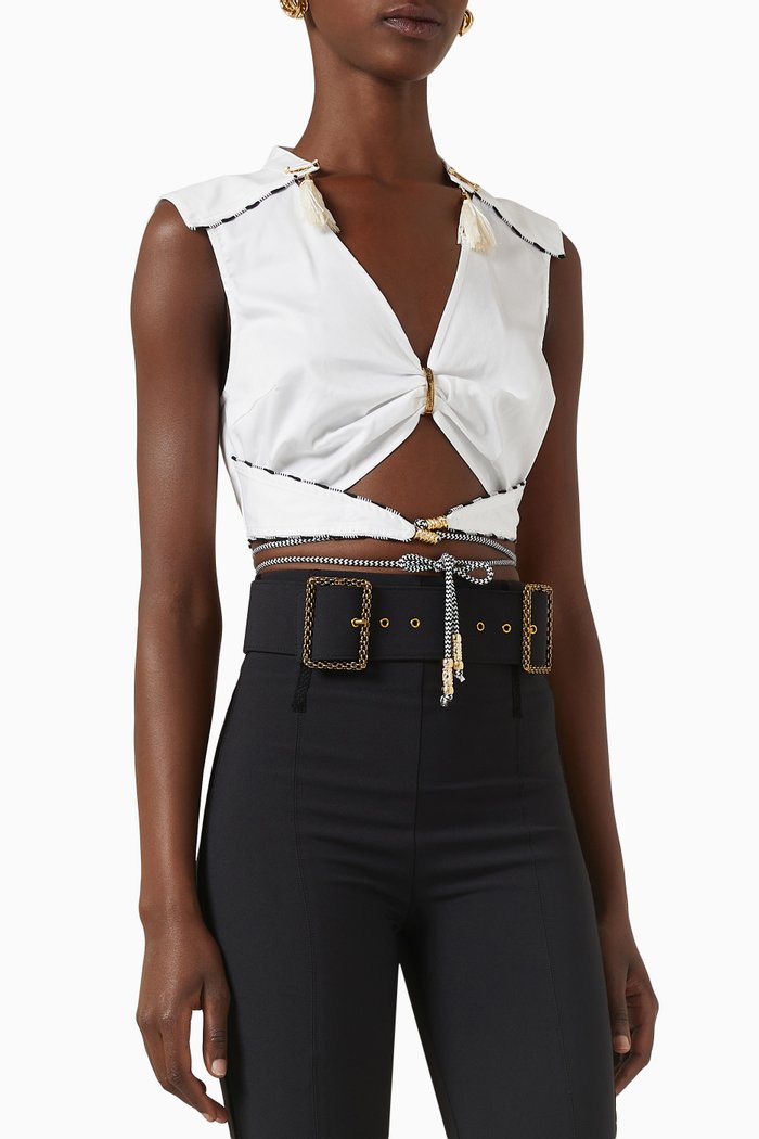 

Tassel Crop Top in Cotton, White