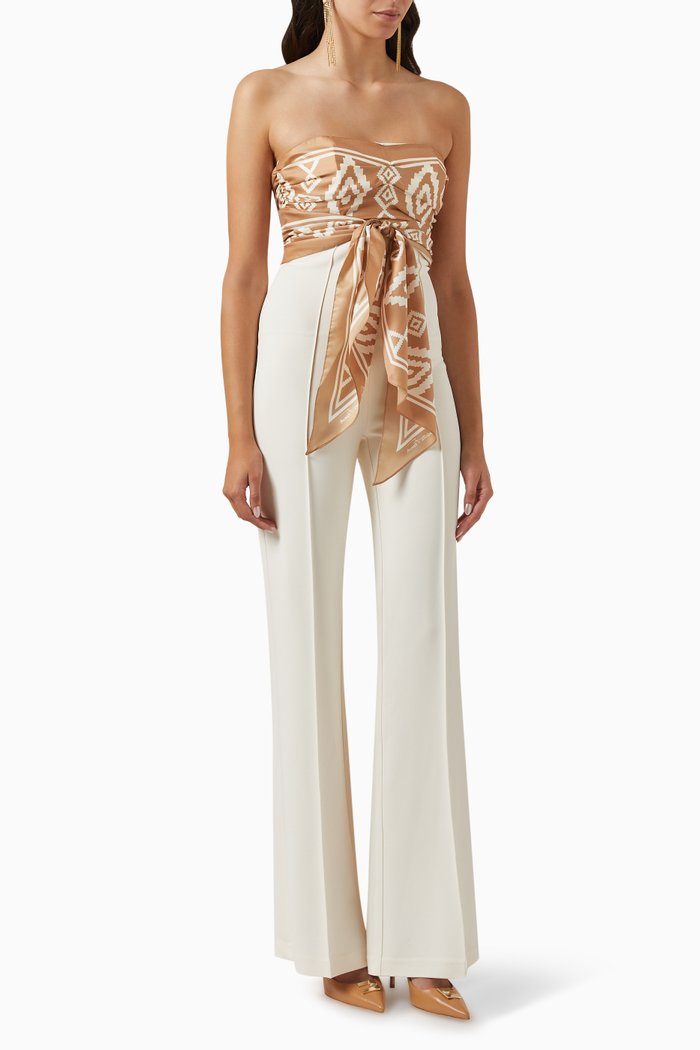 

Foulard Scarf Top Jumpsuit in Crepe, Neutral