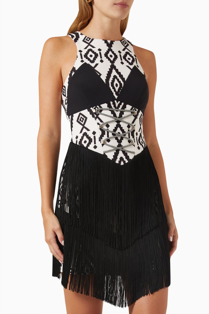 

Asymmetric Fringe Dress, Neutral