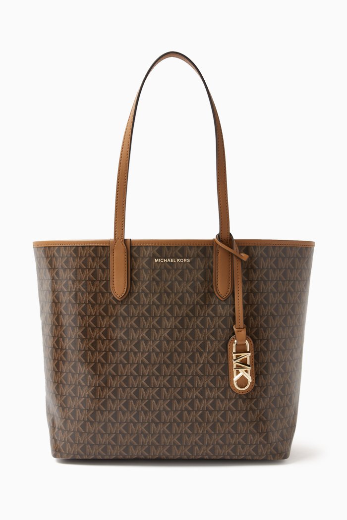 Large Eliza Tote Bag in Coated-canvas, Brown
