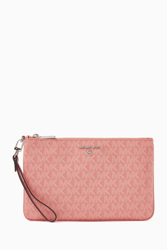

Large Jet Set Charm Wristlet in Coated-canvas, Pink