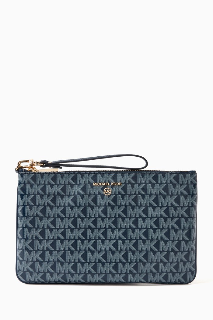 

Large Jet Set Charm Wristlet in Coated-canvas, Blue