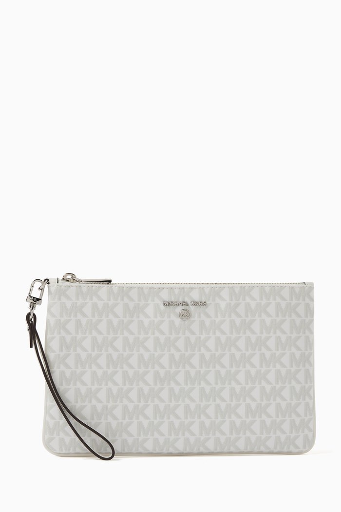 

Large Jet Set Charm Wristlet in Coated-canvas, White