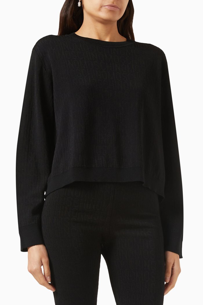 

Allover Logo Sweater in Wool, Black