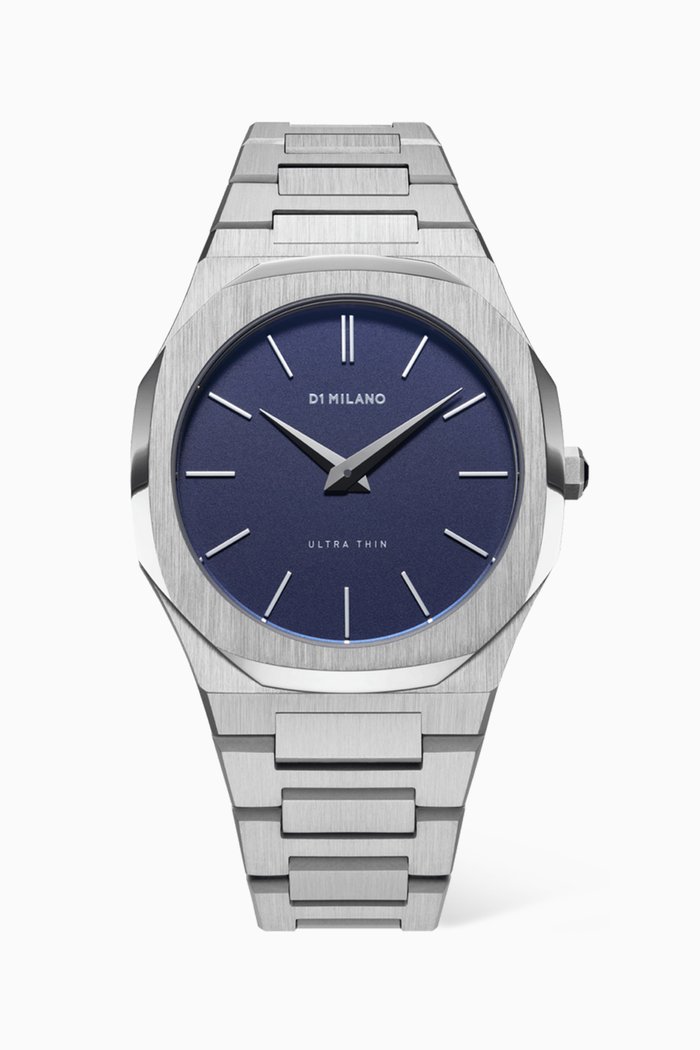 

Ultra Thin Quartz Stainless Steel Watch, 38mm, Blue