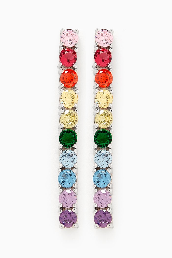 

Over the Rainbow Earrings in 18kt Recycled White Gold-plated Brass, Multicolour