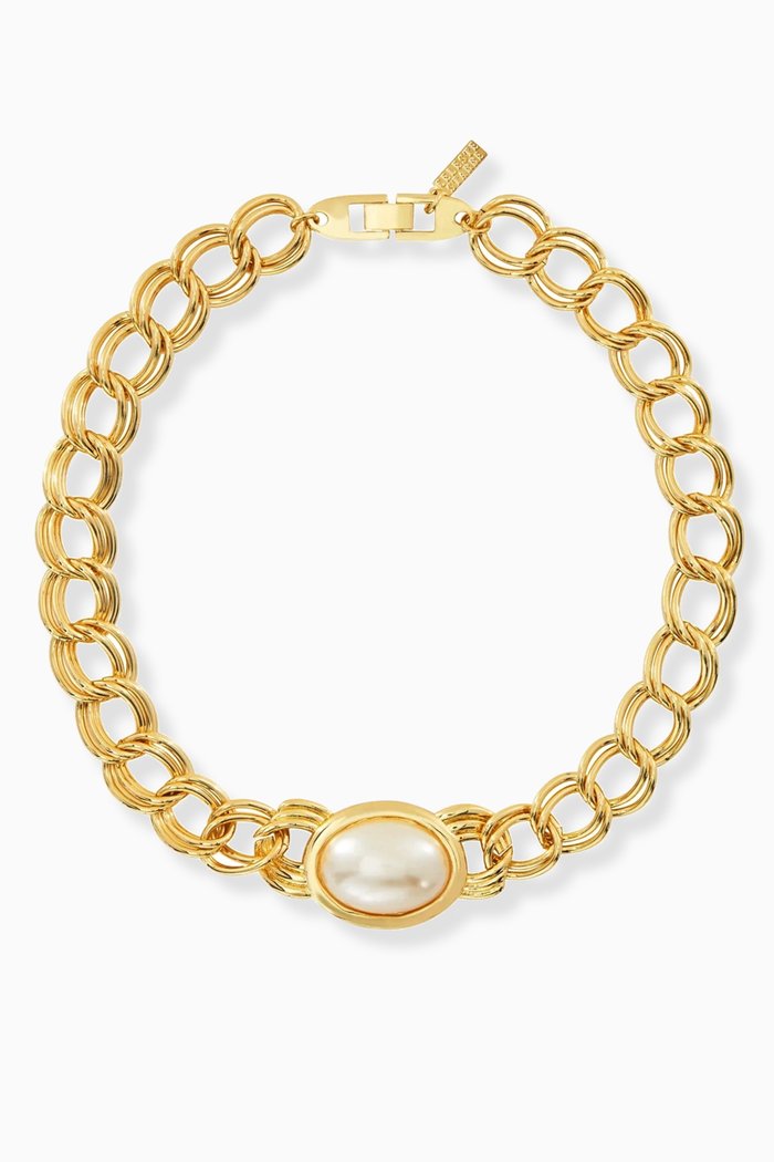 

The Jackie O Necklace in 18kt Recycled Gold-plated Brass, White