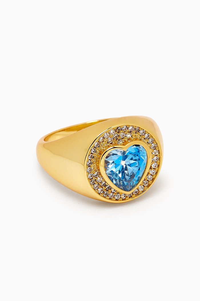 

Queen of Hearts Ring in 18kt Recycled Gold-plated Brass, Blue