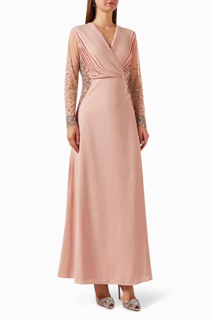 

Embellished Gown in Crepe, Pink