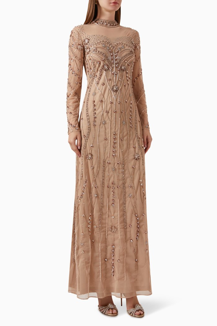 

Beaded Gown in Tulle, Neutral