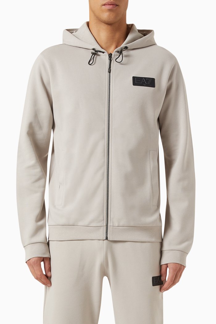 

Zip-up Hoodie in Cotton Jersey, Grey