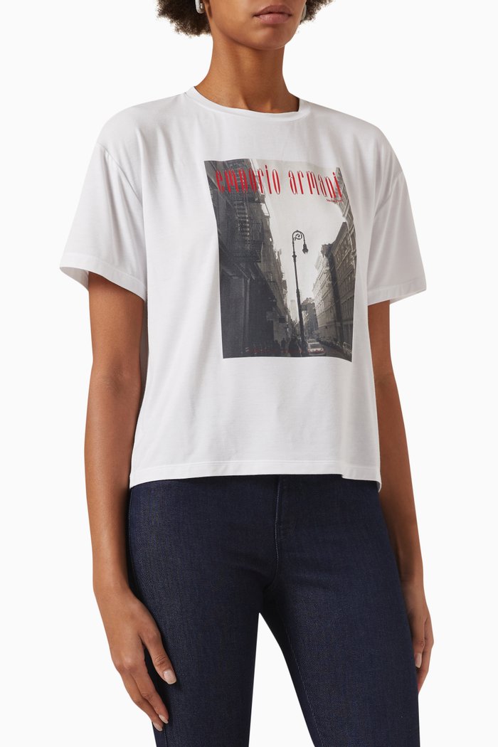 

City Printed T-shirt in Cotton-jersey, White