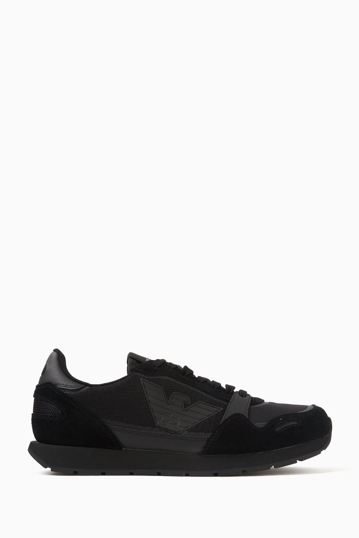 

EA Eagle Sneakers in Mesh & Suede, Black