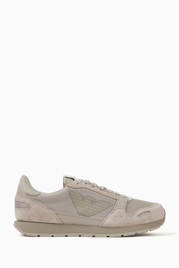 

EA Eagle Sneakers in Mesh & Suede, Neutral