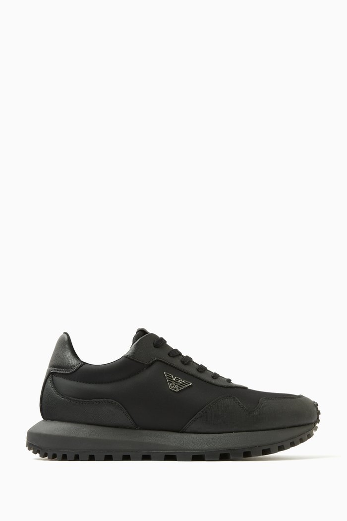 

Logo Sneakers in Technical Fabric, Black