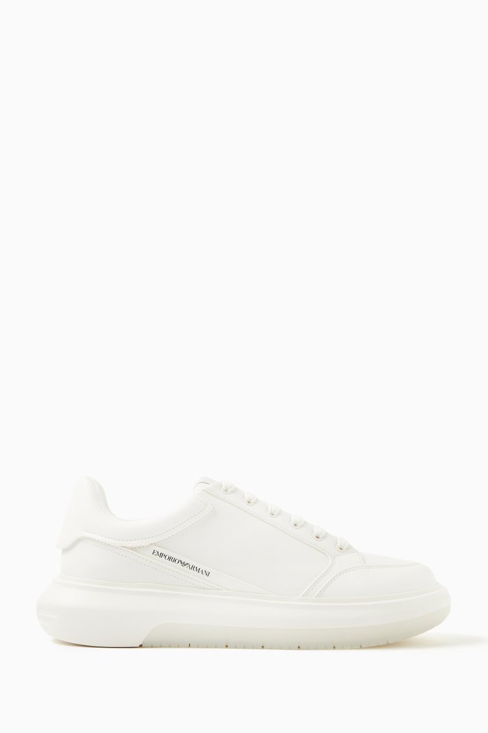 

EA Logo Sneakers in Leather, White