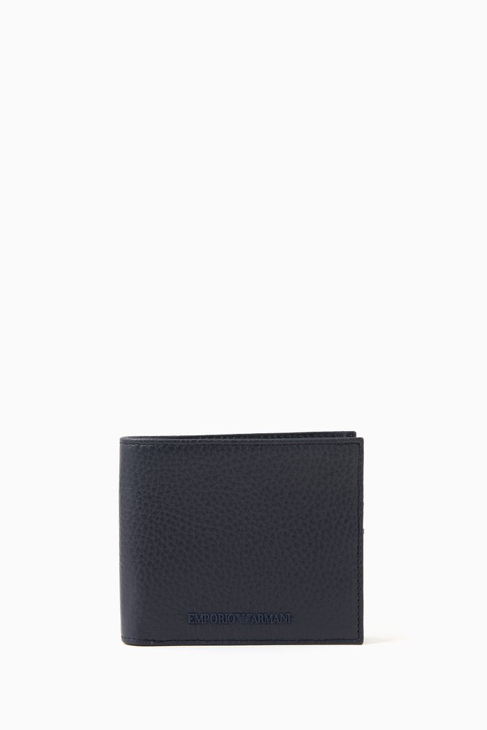 

Bi-fold Wallet in Tumbled Leather, Blue