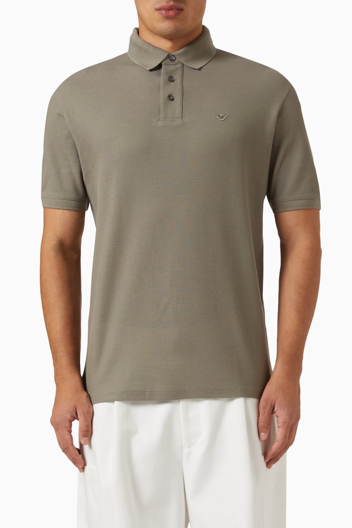 

Logo Polo in Cotton Pique, Grey