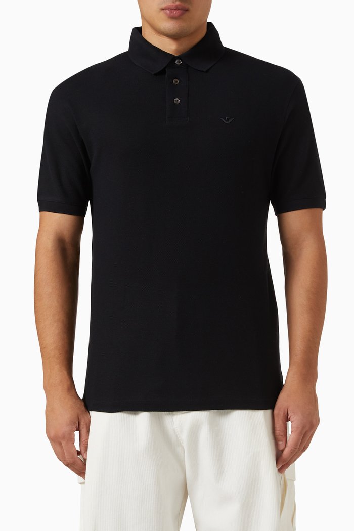 

Logo Polo in Cotton Pique, Blue