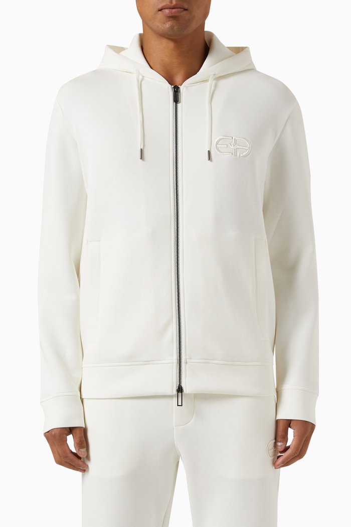 

Logo Hoodie in Cotton Jersey, White