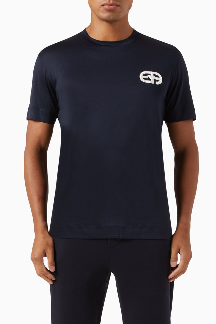 Logo T-shirt in Cotton Jersey, Blue