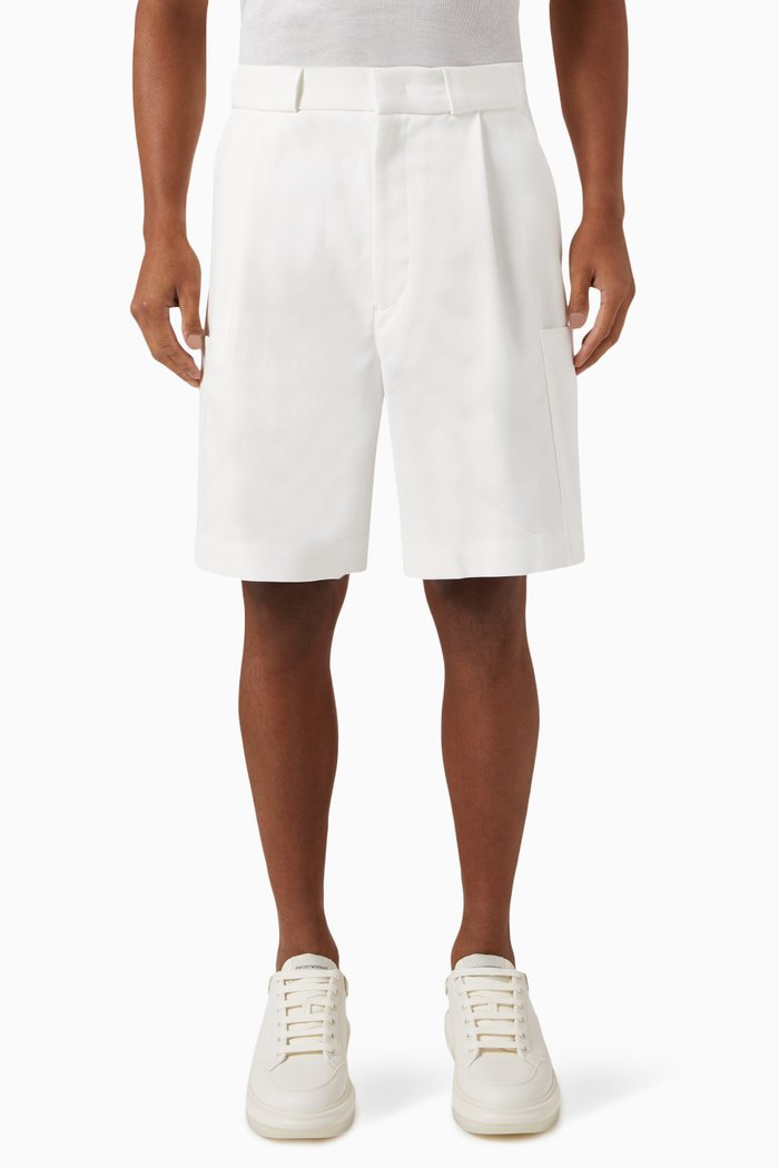 

Pleated Shorts in Cotton, White